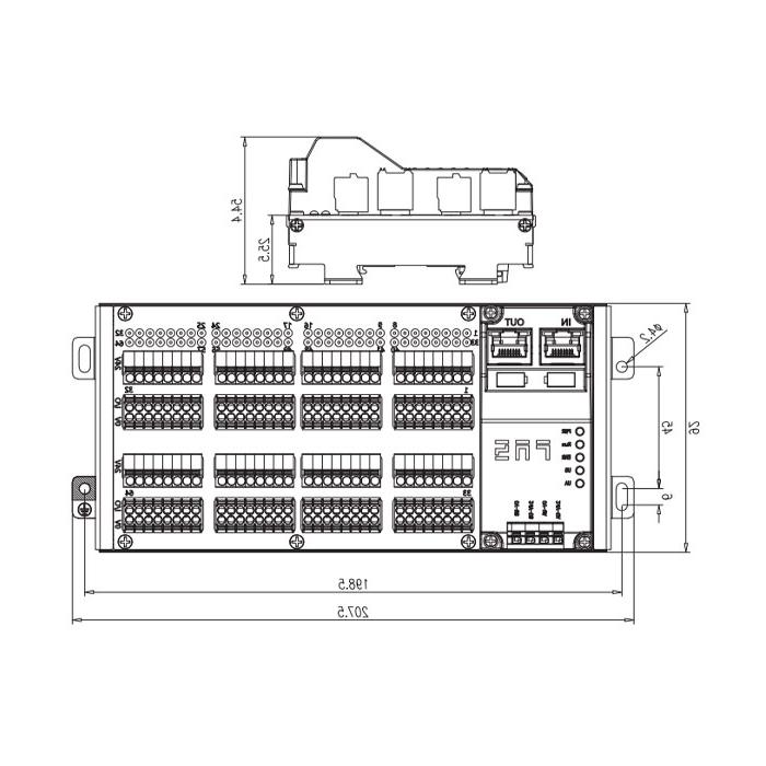 Multi-protocol module IP20, 64DI/DO adaptive configuration, PNP, terminal type, RJ45 network port, remote module, 009B74